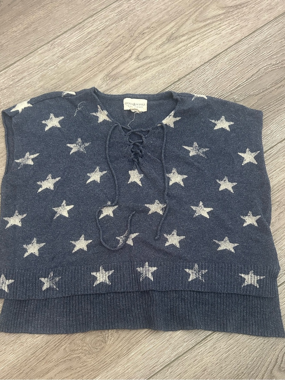 Denim & Supply Ralph Lauren Stars Knit Lace-Up Boxy Sweater Vest Top— XS